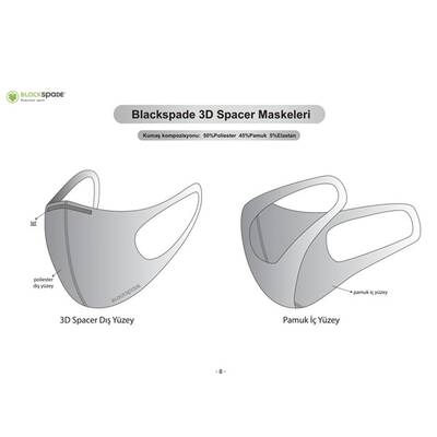 BLACKSPADE Unisex Koruyucu Maske Altıgen Desen M