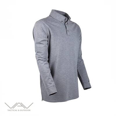 VAV Tlac-02 Polo Yaka Uzun Kollu Tişört Gri XXL