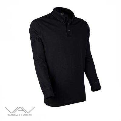 VAV Tlac-02 Polo Yaka Uzun Kollu Tişört Siyah XL