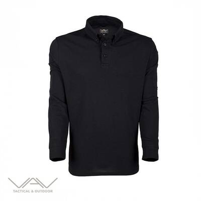 VAV Tlac-03 Polo Yaka Uzun Kol Tişört Siyah XL